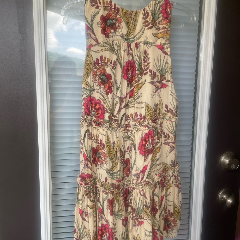 Free People Tunic with Pink and Green Hummingbird Print - Picture 2 of 7